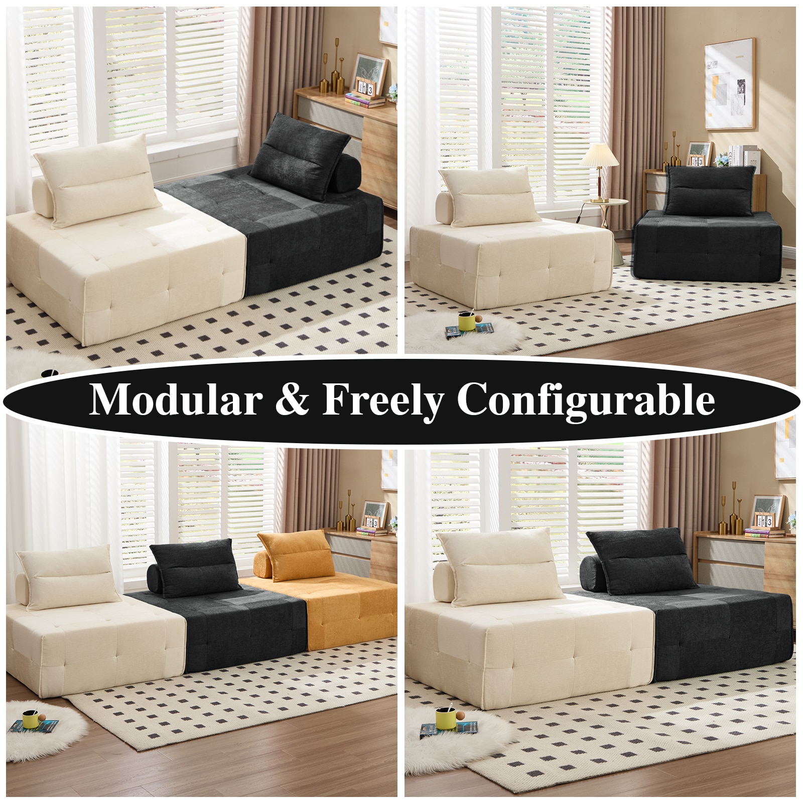 Modular Sectional Sofa With Deep Seat And Adjustable Backrest_voghion.com